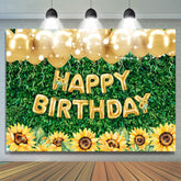 Lofaris Green Leaves Sunflower Gold Balloon Birthday Backdrop